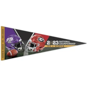 2023 National Championship Georgia Bulldogs TCU Horned Frogs Premium Pennant - Picture 1 of 1