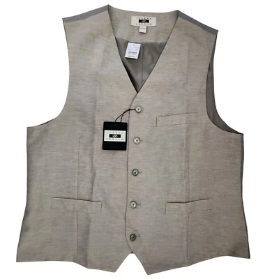 Chaleco Joseph Abboud Mezcla de Lino Gris Jaspeado Chaleco Para Hombre Grande Foto 1 de 4