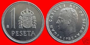 manueduc  ESPAÑA  1 Peseta  1985  REY  JUAN CARLOS I  M Coronada NUEVA - Picture 1 of 1