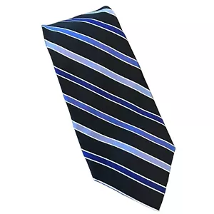 Corbata CHAPS hecha a mano 100 % seda para hombre azul marino blanca a rayas - Imagen 1 de 5