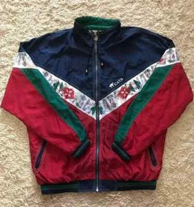 Cats 90's Mens Vintage Nylon Large Jacket Burgundy Navy Blue - Picture 1 of 7