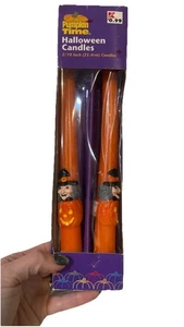Vintage Pumpkin Time Halloween Witch 10 inch Taper Candles. New Old Stock Orange - Picture 1 of 4