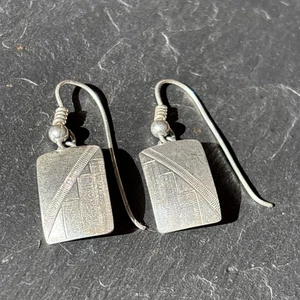 Howard Sice Hopi Sterlingsilber strukturiert abstrakt Vintage Ohrhänger 1e - Bild 1 von 9