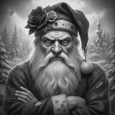 Christmas Laser Engraved Grumpy Santa Wood Plaque 10x10 Personalized Gift - Image 1 of 4