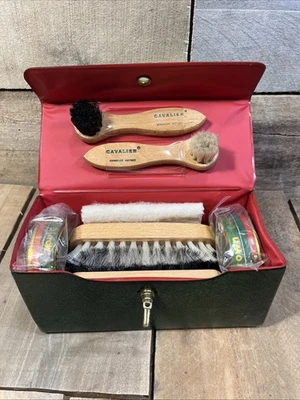 复古 Cavalier 400 Shoe Shine 小巧型旅行套件黑色和棕色波兰 HBD4 — 第 1/4 张图片