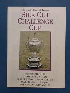 Challenge Cup Semi-Final St Helens v Wigan 1990 @ Old Trafford Manchester Vgc - Picture 1 of 2