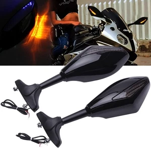 Espejos retrovisores laterales para moto con LED 5,7x3,34 pulgadas/14,5x8,5 cm, negro brillante  - Imagen 1 de 7