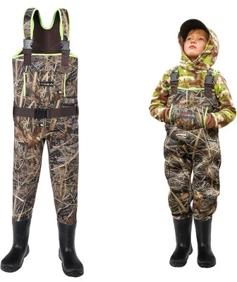 HISEA Toddler Kids Neoprene Waders Boot Foot Cleated Hunting Fishing Chest Wader - Image 1 of 4