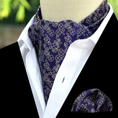 Conjunto de corbata, pañuelo de cachemira floral vintage para hombre Ascot ropa formal graduación boda fiesta Foto 1 de 3
