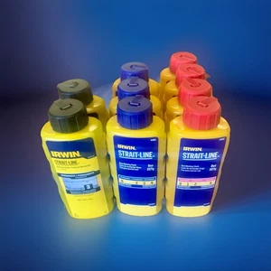 Irwin STRAIT-LINE 8 Oz. RED/BLACK/BLUE Visibility Chalk Line Chalk 9 pack - Picture 1 of 1