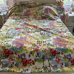 Pottery Barn Full Queen Woodland Tree Paint By Number Duvet Cover Organic Cotton - Picture 1 of 8