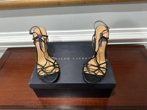 NUEVO EN CAJA, SANDALIAS DE TACÓN ALTO RALPH LAUREN PURPLE LABEL, DISEÑADOR PARA MUJER Talla: 7,5 - Imagen 1 de 16