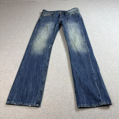 Jeans Diesel Viker Para Hombre 32x32 Azul Regular Pierna Recta Lavado Desteñido Golpeado Y2K Foto 1 de 4