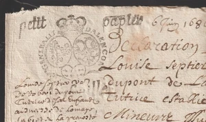 France Revenue Fiscal Fiscaux vieux papier parchemin D'Alencon 1680 Cancel ! - Picture 1 of 2
