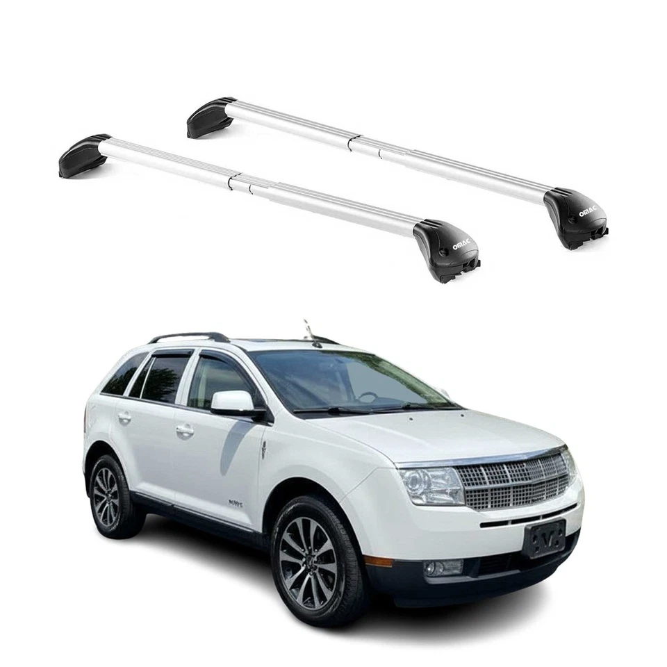 Porta-bagagens prata barras transversais rack de teto para Lincoln MKX 2010-2015 2 peças - Imagem 1 de 4