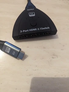 8K 60Hz HDMI 2.1 Switch 3 in 1 out, Compatible PS5 PS4 Xbox TV Projectors 48GBPS - Picture 1 of 2