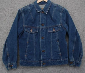 Vintage Plain Pockets Denim Jacket Youth Large 14/16 Trucker 80s 90s Made USA - Picture 1 of 12