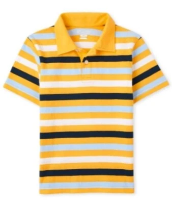 Polo de Jersey Listrado para Meninos da The Children's Place XS (4) Lápis Amarelo NWT Frete Grátis - Imagem 1 de 3
