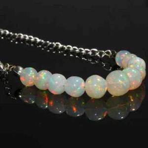 Collar de ópalo etíope natural - plata de ley 925 - bolas de ópalo liso - Imagen 1 de 4