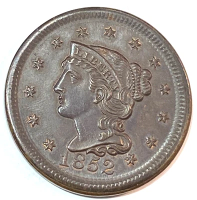 1852 Large Cent Nice Original Choice Brown Uncirculated CHRC - Image 1 of 2