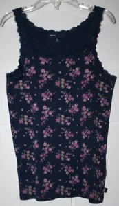 Gap Kids Girl's Top Floral Tank Navy Blue Size Large 10 - Picture 1 of 5