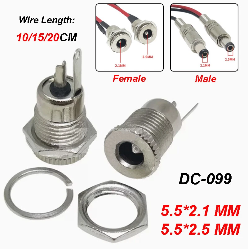 Conector de enchufe de alimentación macho/hembra 5,5 * 2,5 mm de alta corriente todo macho/hembra de 5,5 * 2,1 Foto 1 de 4