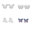 925 Sterling Silver CZ Butterfly Star Minnie Mickey Mouse Stud Earrings Box PE42