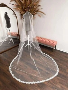 Wedding mantilla veil with lace edge cathedral bridal veil for bride - Picture 1 of 3