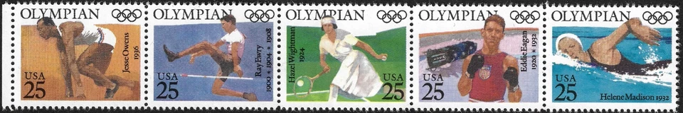 US 2500a (2496-2500) MNH Strip of 5 - 25¢ stamps. Olympians. FREE SHIPPING!! - Image 1 of 1