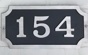 Address Plaque: Traditional Aluminum William with Bold Font  11 3/4" X 1/2" X 6" - Picture 1 of 12
