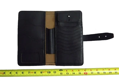 Sillín Cuero EXTRA GRANDE GRANDE DOBLE PLIEGUE BILLETERA IDENTIFICACIÓN Organizador de Tarjetas de Crédito Negro Foto 1 de 4
