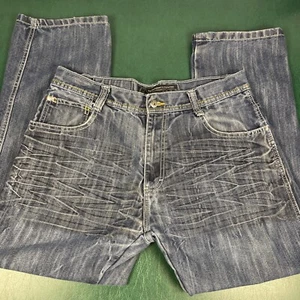 Pantalones de mezclilla Southpole Y2K para hombre 36x30 azules holgados patinador grunge bordados bigotes - Imagen 1 de 11