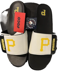 MLB Pittsburgh Pirates FOCO Men's Slides Sandals Flip Flops Sz 7-8 S Small NEW - Picture 1 of 1
