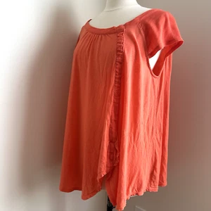Free People Top Womens Small Orange Linen Top Draped Open Slit Blouse - Picture 1 of 10