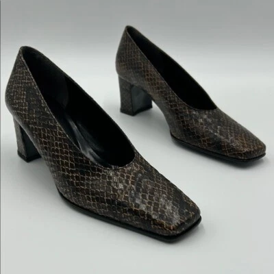 Tacones de piel de serpiente J.Renee para mujer 7,5 N cuero punta cuadrada sin cordones vintage Foto 1 de 4