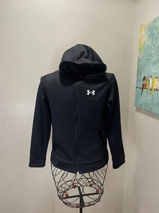 Under Armour Full Zip Hoodie Jacket Youth Large Black Pockets - Picture 1 of 8