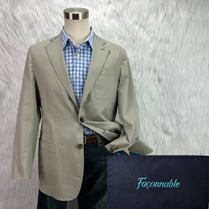 Faconnable Mens 44R Beige Blazer Jacket 3 Roll 2 Cotton Dual Vent Sport Coat - Picture 1 of 17