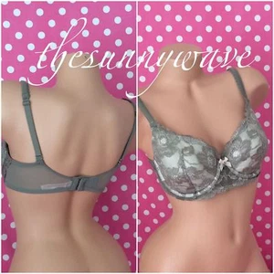 VICTORIA'S SECRET BODY BY VICTORIA FLORAL LACE TAUPE/GRAY DEMI BRA 32DD NWOT - Imagen 1 de 1