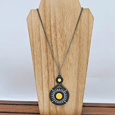 Collar Lia Sophia ESFINGE / ENIGMA 31-34" Perlas Plata Piedras Lunares Amarillas Foto 1 de 4