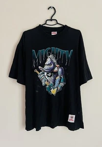 Anaheim Mighty Ducks Vintage 90s Nutmeg Mills USA T-Shirt Size XL Mens Black - Picture 1 of 11