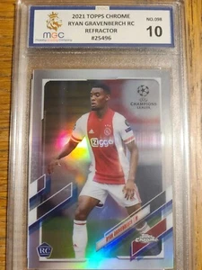 Ryan Gravenberch Topps Chrome UCL 2020/21 RC REFRACTOR GEM MGC 10 mint - Picture 1 of 2
