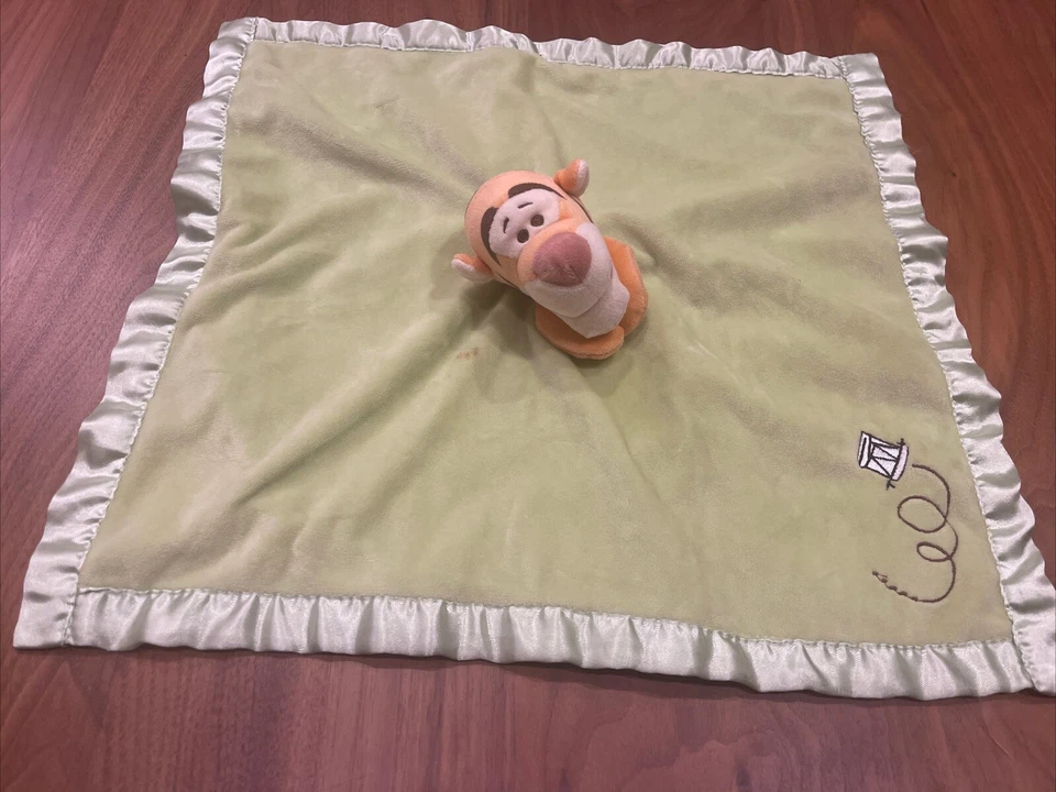 Disney Tigger Lovey Green Baby Security Blanket Winnie the Pooh Satin Trim Plush - Image 1 of 4