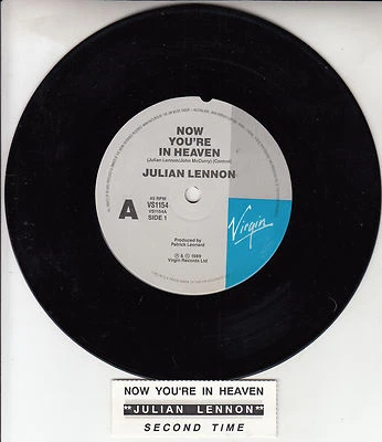 JULIAN LENNON Now You're In Heaven 7" 45 rpm vinyl record + juke box title strip - image 1 of 2