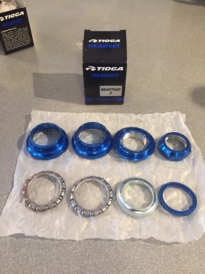 OLD SCHOOL BMX TIOGA BEARTRAP 2 HEADSET BLUE 1" threaded NEW tange gt - Image 1 of 2
