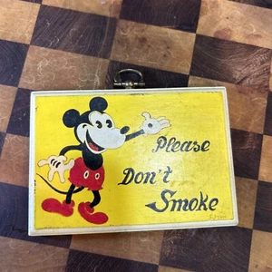 Vintage Disneyland "Bitte nicht rauchen" Schild - Mickey Mouse Kunst signiert - Bild 1 von 7