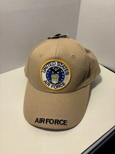 US Air Force Embroidered Patch Hat Baseball Cap Adjustable Tan Beige - Picture 1 of 6