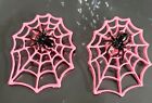 Sassy Pink Cobweb & Spider Halloween Large Pierced Earrings 2-in-1