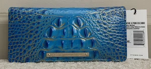Brahmin Melbourne ADY Slim Bifold Leather Wallet ELECTRIC INDIGO OMBRE Blue NWT - Picture 1 of 11