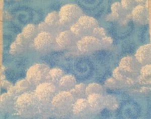 Fabric Benartex NEW White Clouds on Sky Blue approx 7" Squares 14 Pcs $4.50 - Picture 1 of 2