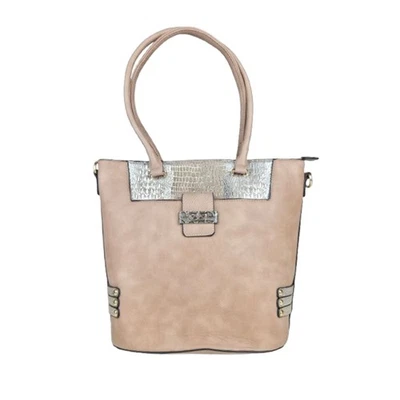 Damen Apricot schicke Handtasche Kunstleder mit Schlangenmuster Detail Schultertasche - Bild 1 von 4
